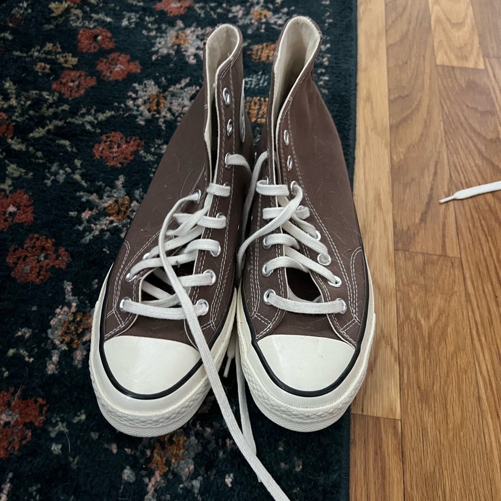 Converse Brown and White High-Top Sneakers with Classic Design